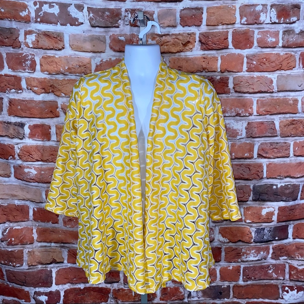 Slinky brand retro yellow cardigan cover up size large